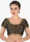 Black blouse in brocade silk with gold lace only on Kalki