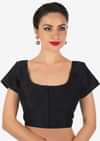 Black blouse in raw silk with princes line only on Kalki