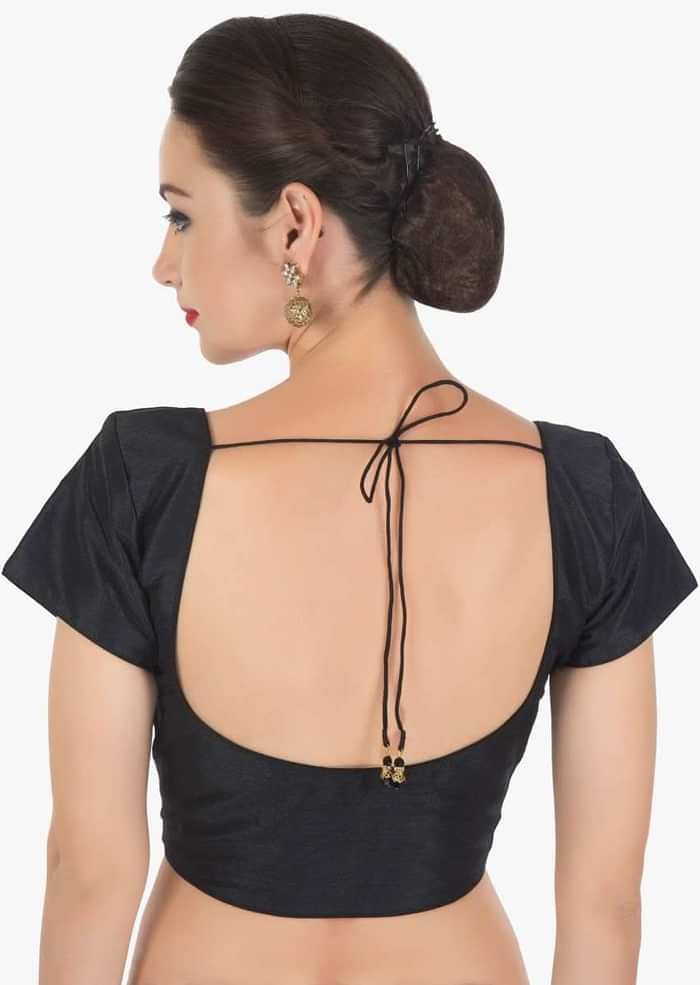 Black blouse in raw silk with princes line only on Kalki