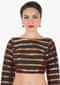 Black Blouse In Silk With Copper Color Weave In Stripes Motif Online - Kalki Fashion