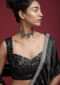 Black Blouse With Sweet Heart Neck And Sequins And Moti Work