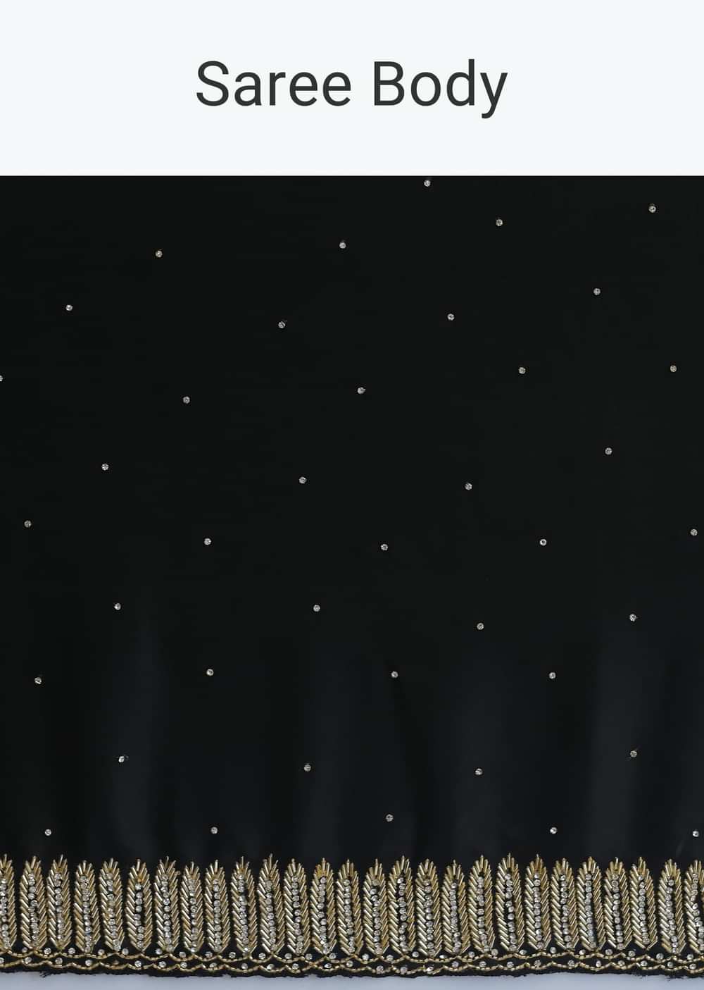Black Satin Saree With Stone Studded Border