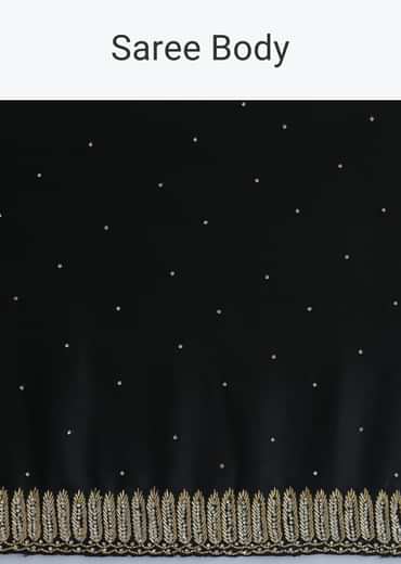 Black Satin Saree With Stone Studded Border