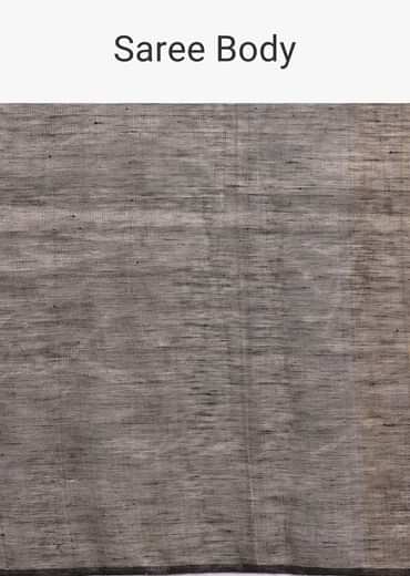 Black Coloblock Linen Tissue Woven Saree