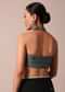 Black Cotton Linen Polka Dot Motif Saree With Unstitched Blouse Piece