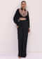 Black Crepe Crop Top And Skirt In Resham Work