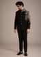 Black Crepe Tuxedo Suit With Hand Work