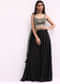 Black Crop Top And Palazzo Set With Zari Work