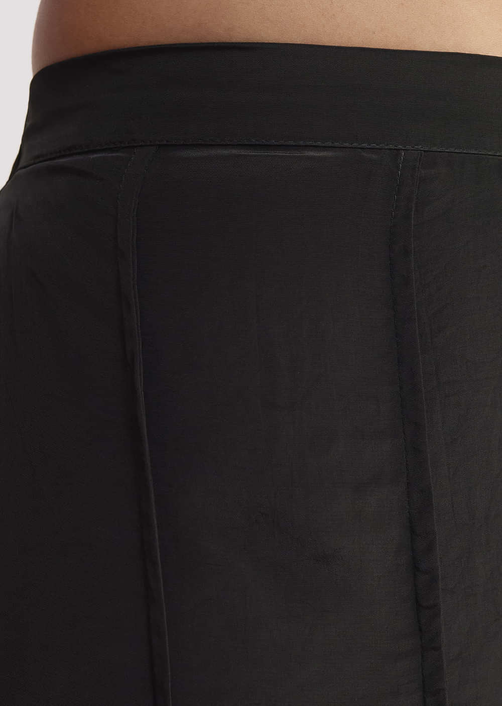 Black Crop Top With Flared Satin Palazzo