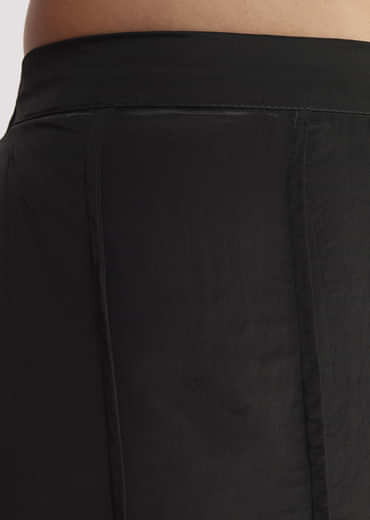 Black Crop Top With Flared Satin Palazzo
