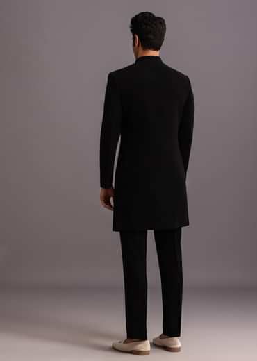 Black Cutdana Indowestern Trouser Suit
