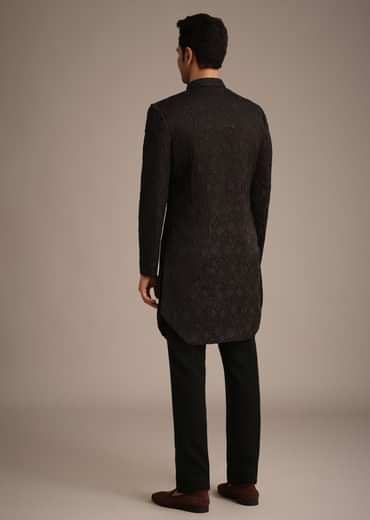 Black Cutdana Work Indowestern Set