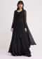 Black Embroidered Draped Skirt Saree With Blouse And Matching Jacket