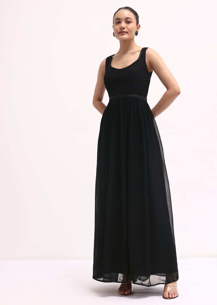 Black Embroidered Georgette Anarkali Set