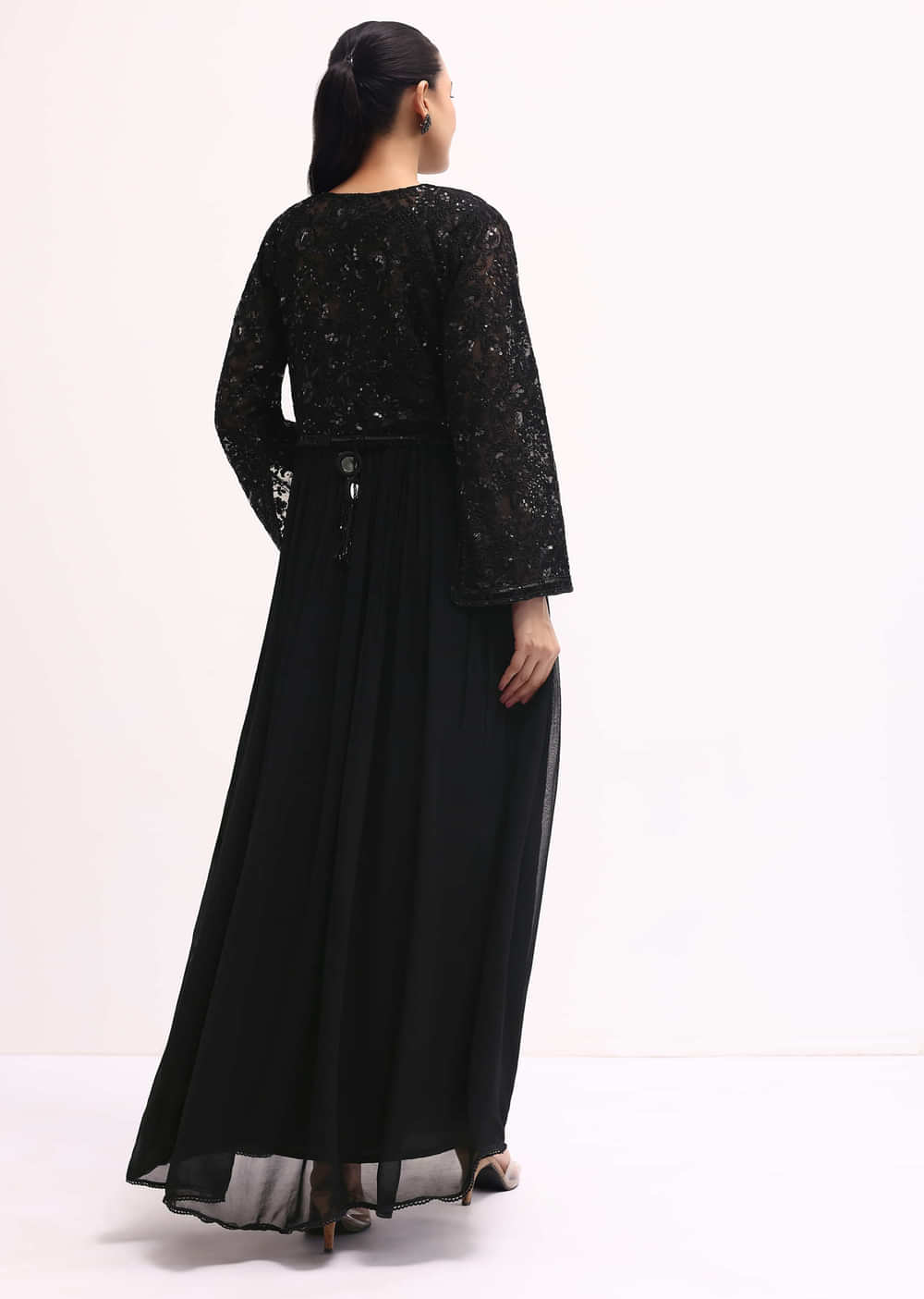 Black Embroidered Georgette Anarkali Set