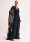 Black Embroidered Georgette Jumpsuit