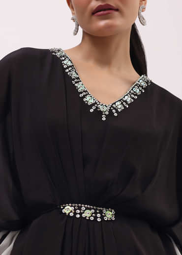 Black Embroidered Georgette Kaftaan Gown