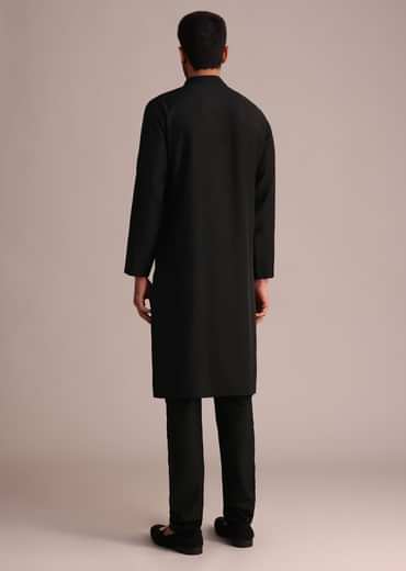 Black Embroidered Kurta Set With Cutdana Work