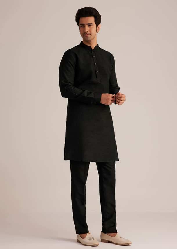 Black Embroidered Nehru Jacket Set Black Embroidered Nehru Jacket Set