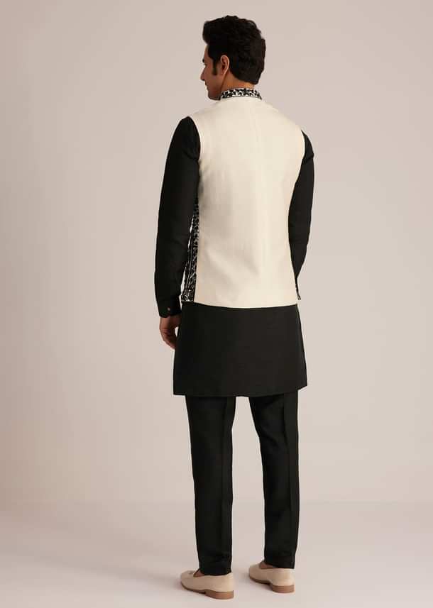 Black Embroidered Nehru Jacket Set Black Embroidered Nehru Jacket Set