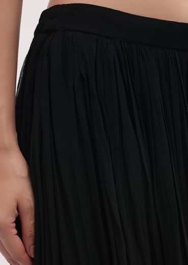 Black Embroidered Net Kurta Palazzo Set