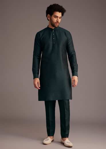 Black Floral Embroidered Jacket Kurta Set