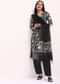 Black Floral Printed Chanderi Kurta Set With Bandhani Dupatta