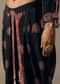 Black Floral Printed Dhoti Set With Potli Bag