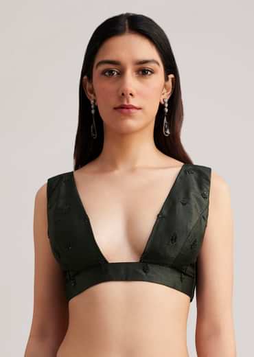 Black Floral Printed Satin Saree With Sequins Lace Border