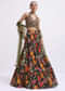 Black Floral Printed Silk Lehenga Choli Set