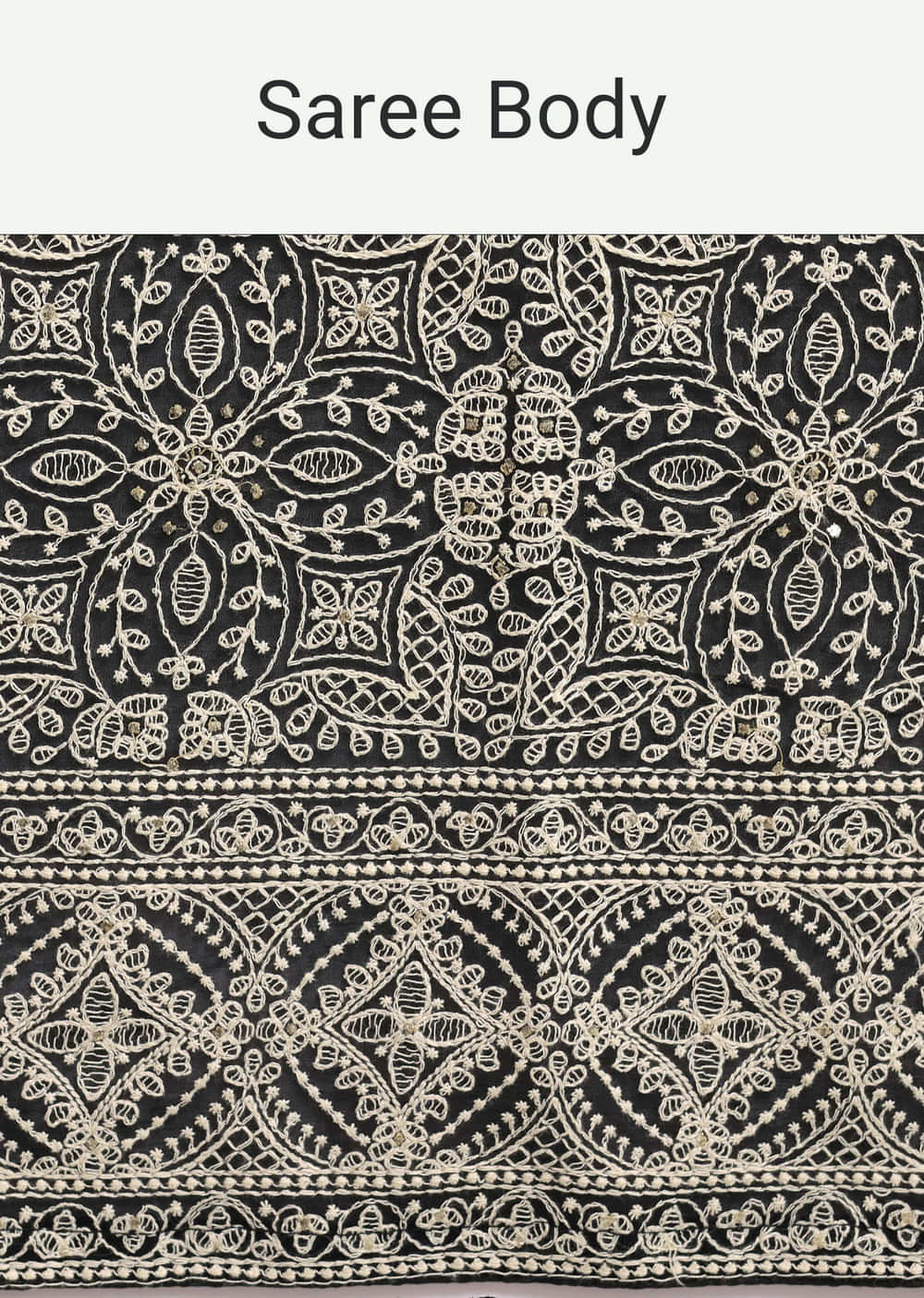 Black Georgette Chikankari Embroidered Saree With Unstitched Blouse