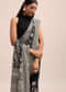 Black Georgette Chikankari Saree With Jaal Work And Unstitched Blouse