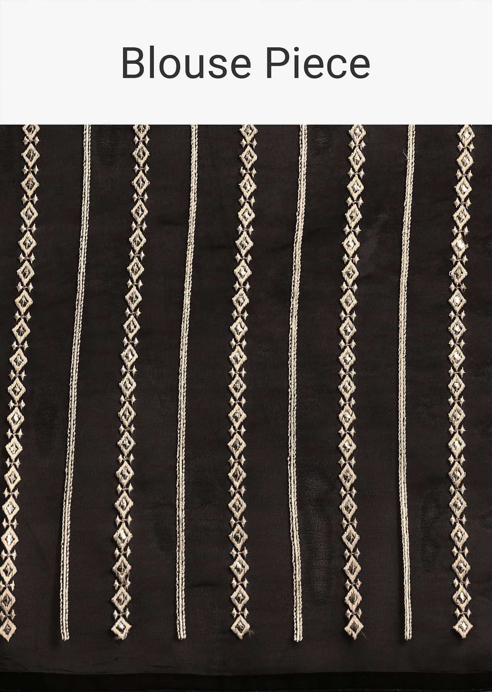 Black Georgette Parsi Gara Saree With Unstitched Blouse
