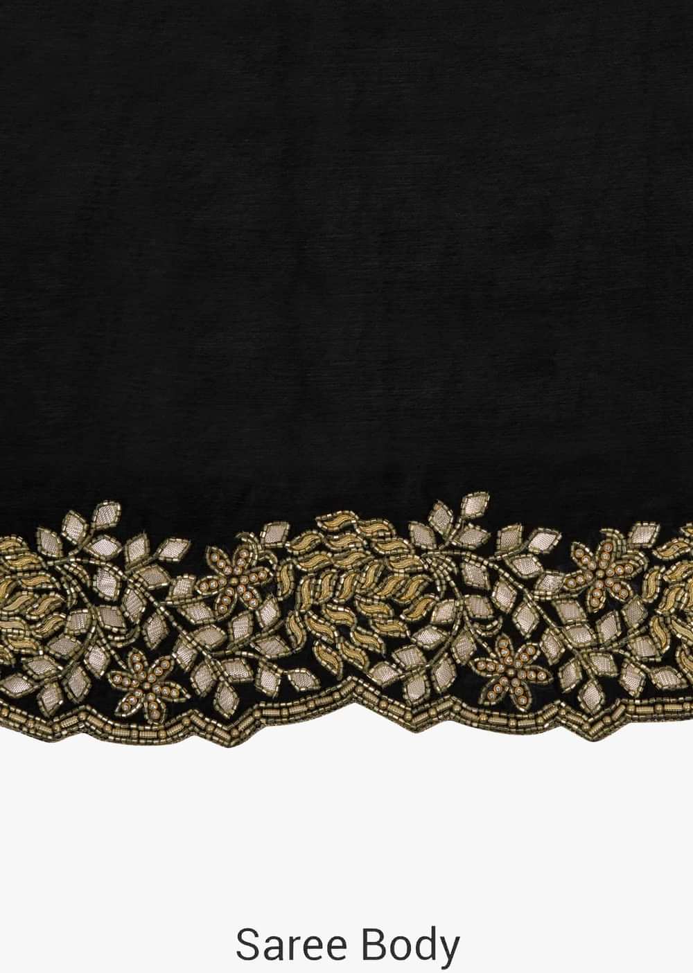 Black georgette saree embellished in cut dana embellishments only on Kalki