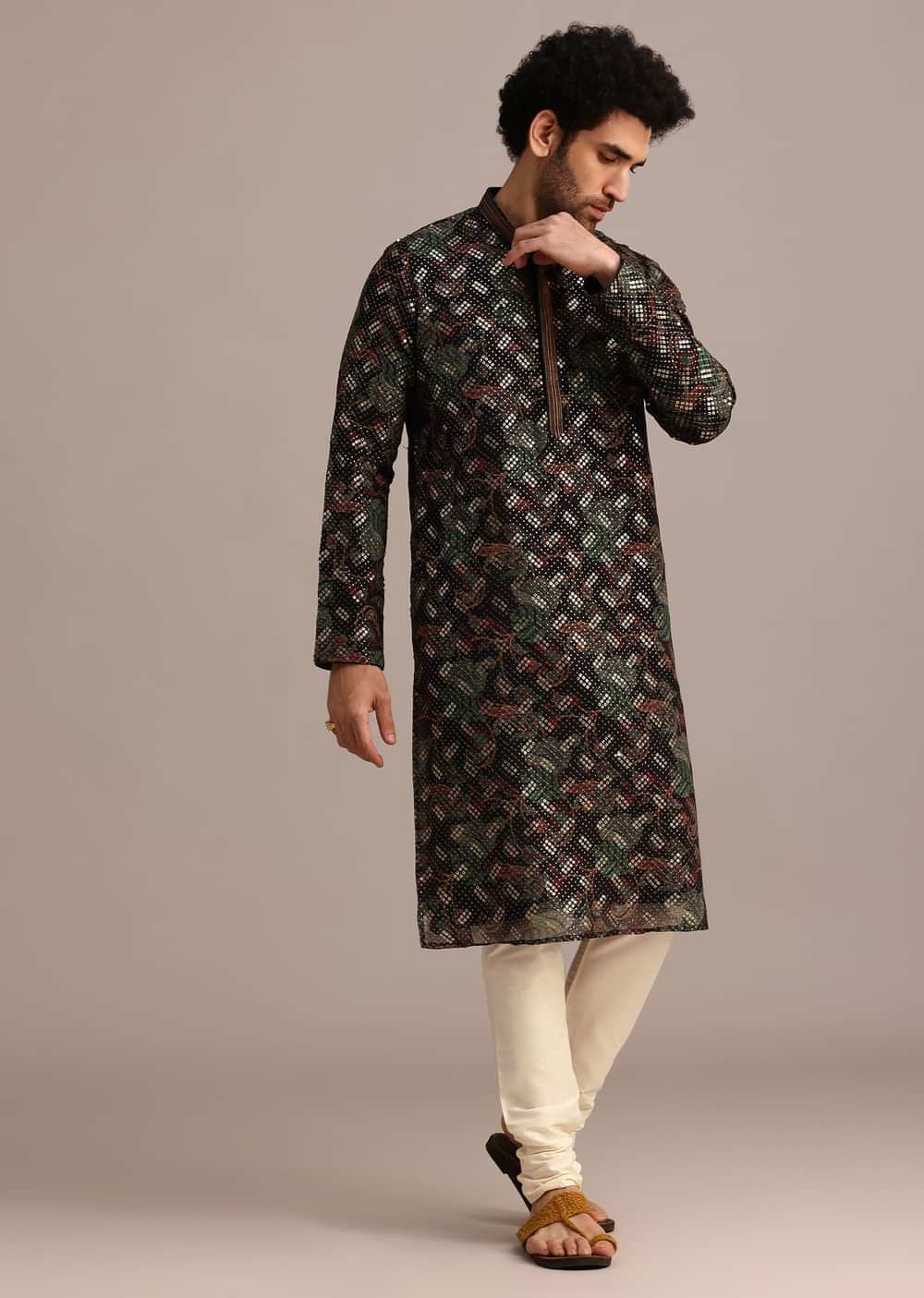 Black Georgette Sequin Work Kurta Set