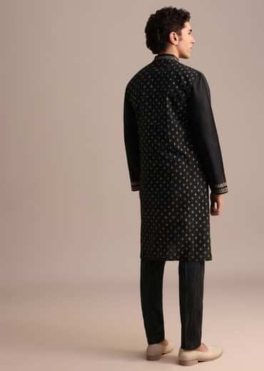 Black Hand Block Print Kurta Set