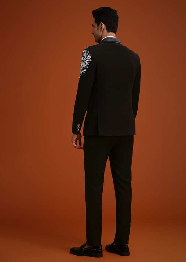 Black Hand Embellished Tuxedo Set Black Hand Embellished Tuxedo Set