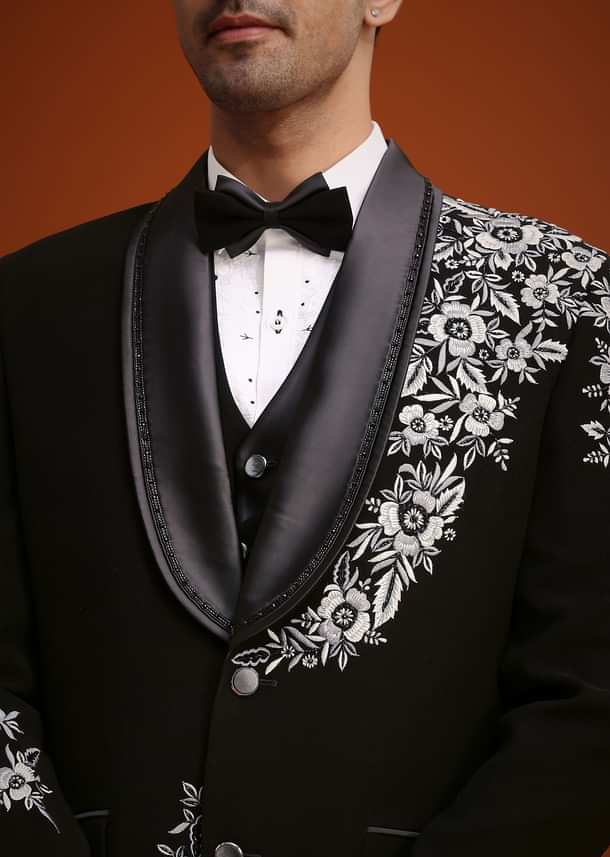 Black Hand Embellished Tuxedo Set Black Hand Embellished Tuxedo Set