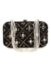 Black hand embroidered capsule clutch