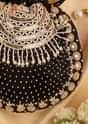 Black Hand Embroidered Potli In Raw Silk