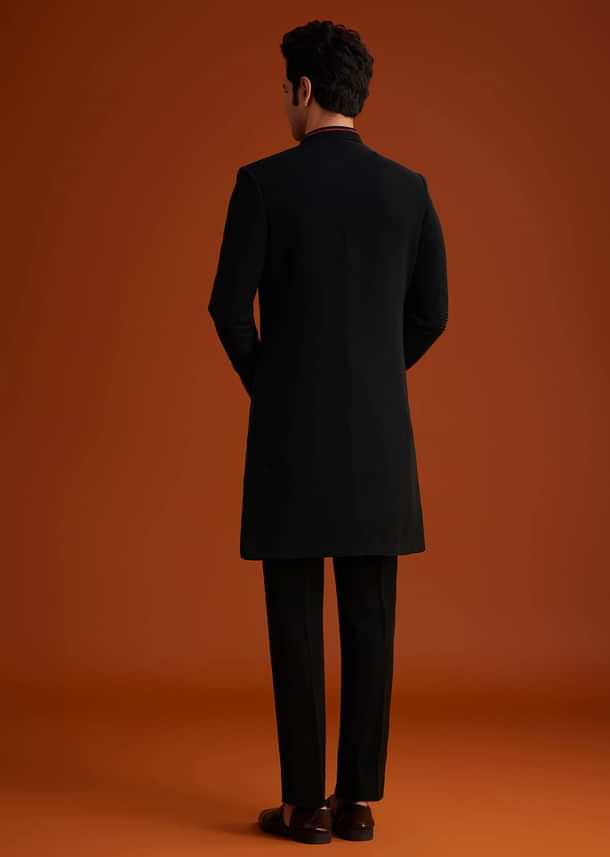 Black Indo Western Sherwani Set Black Indo Western Sherwani Set