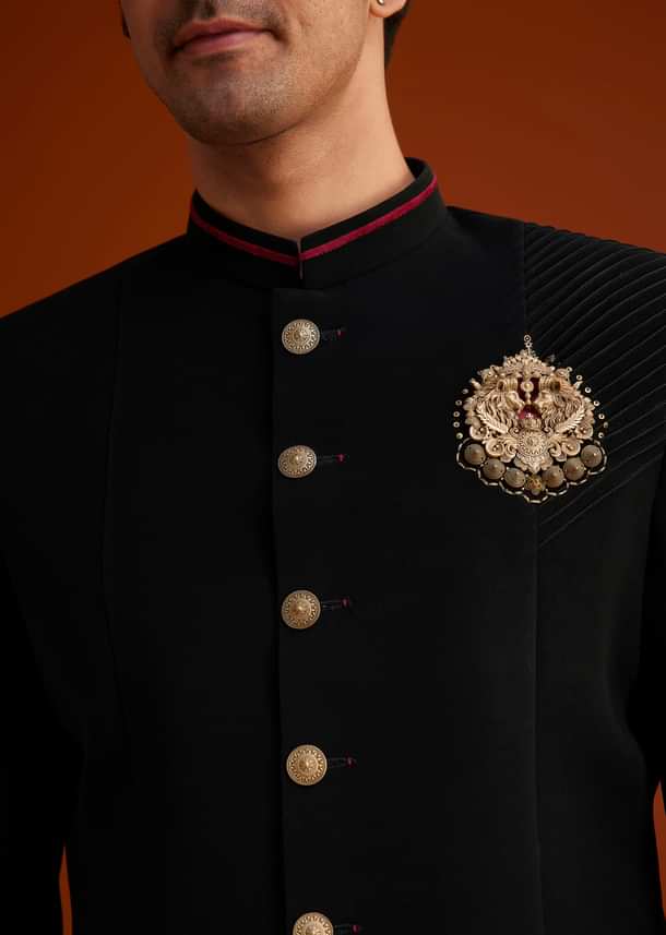 Black Indo Western Sherwani Set Black Indo Western Sherwani Set