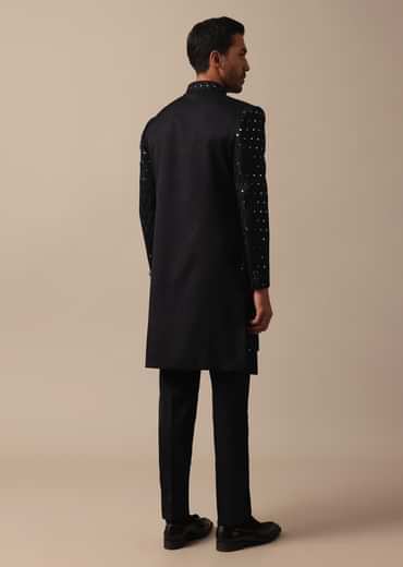 Black Indowestern Adorned With Intricate Mirror Embroidery