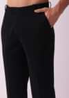 Black Embroidered Indowestern Suit With Mandarin Collar