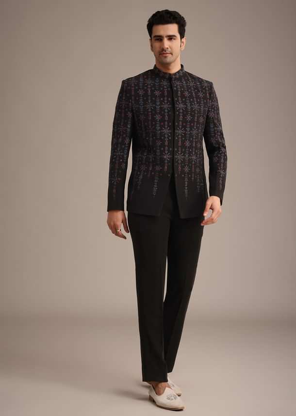 Black Indowestern Set With Cutdana Work Black Indowestern Set With Cutdana Work