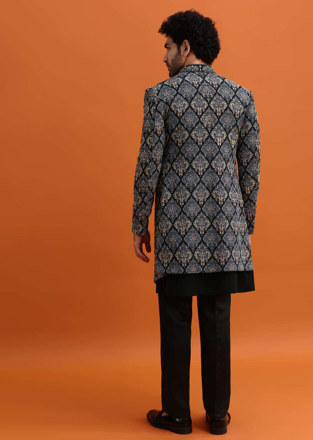 Black Indowestern Set With Hand Work For Men