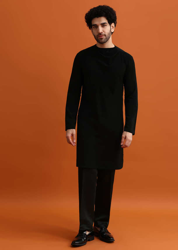 Black Indowestern Set With Hand Work For Men