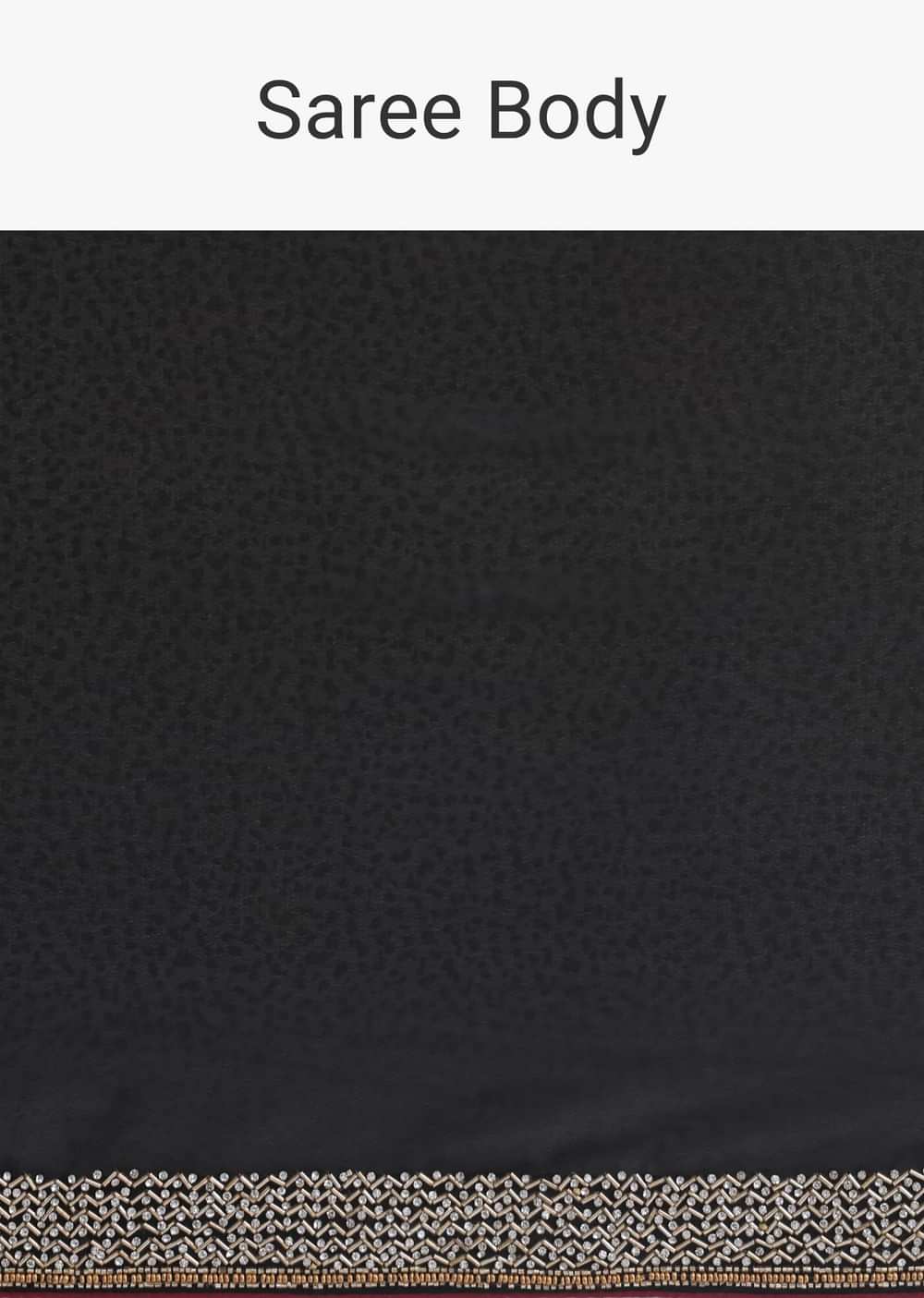 Black Jacquard Saree In Stone Embroidery With Unstitched Blouse