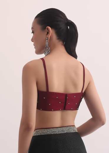 Black Jacquard Saree In Stone Embroidery With Unstitched Blouse