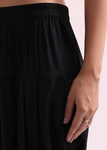 Printed With Embroidery Black Kurta Dhoti Set With Potali